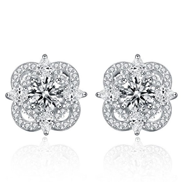 Jewelry - Certified 1ct. t.w. Diamond Moissanite Clover Stud Earrings NEW